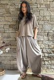 Inga Stretch Poplin Cotton Barrel Pant Earth